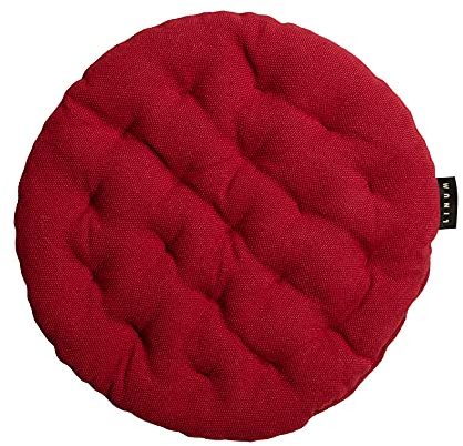 LINUM Pepper Elegantes Rundes Sitzkissen für Indoor und Outdoor Ø 37cm, 100% Baumwolle, Waschbar, Rot
