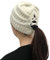 GEBIN Damen Strickmütze - Gestrickt Verdicken Wintermütze Mit Zöpfen Loch Loop Gefütterte Beanie Plain Warme Hut Hohe Bun Pferdeschwanz Mütze (White)
