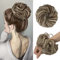 FESHFEN Haarteil Mit Gummiband, Groß Dutt Haarteil Haargummi Mit Haaren Gelockt Haardutt Synthetisch Haarverlängerung Pferdeschwanz Haarteile für Damen Mädchen, Golden Brown & Bleach Blonde 55g