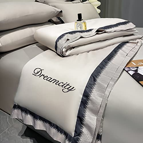 XQKXHZ Graue Kühldecke 200x230cm Satin Kühlende Bettwäsche Set, 4Tlg Leichte Atmungsaktive Mikrofaser Arc-Chill Sommerdecke, Doppelseitig Decke Weiche Bettüberwurf Sofadecke Reisedecke -Grau
