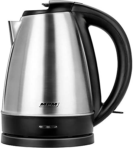 MPM MCZ-103M Elektrischer Wasserkocher, 1,7 Liter, BPA-freier Edelstahl, Verdecktes Heizelement, Kabellos, 360° ohne Kabel, Automatische Abschaltung, 2200W