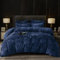 PHF Samt Bettwäsche 200x200, Luxus Flauschig Bettwäsche 200x200 cm mit 2er Kissenbezüge 80x80 cm, Kuschel Velvet Bettbezüge, Marine Blau