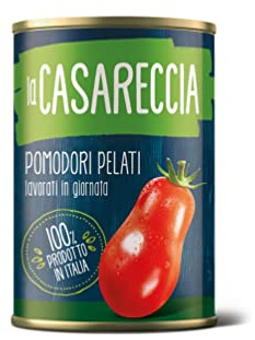La Casareccia Pomodori Pelati Interi Lot de 6 tomates pelées entières dans du jus de tomate 100 % fabriquées en Italie Boîte de 400 g