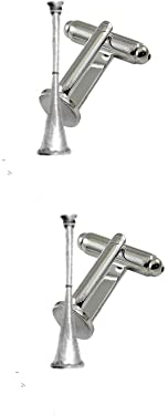 pp-e15 Manschettenknöpfe aus englischem Zinn mit Jagdhorn-Motiv, Einheitsgröße, Metall