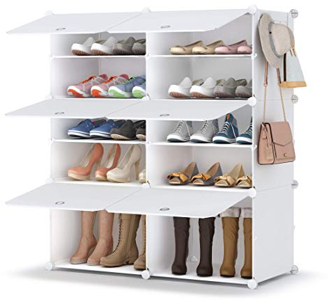 HOMIDEC Zapatero, 5 Niveles Mueble Zapatero para 20 Pares Armario Zapatero, Zapatero Blanco para Dormitorio Sala de Estar