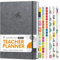 Clever Fox Lehrerplaner, Schuljahresplaner mit Kalendern und Unterrichtsplänen, Lehrerplan-Buch für Klassenzimmer und Heimschule, undatiert, A5-Größe, Hardcover (Grau)