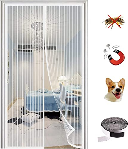 KZhanmy Moustiquaire Magnétique Porte,Fermeture Automatique Anti-Mouche Insectes Rideau Porte,Anti-Moustiquaire pour Porte de Balcon et Porte Patio.-White A|| 130x195cm(51x76inch)