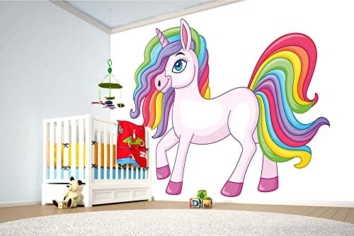 DIMEX LINE Non-Woven Photo Wallpaper Rainbow Unicorn 375 x 250 cm - Non-Woven Wallpaper, Wall Mural, Wall Pictures - Wallpaper for Living Room, Bedroom, Office, Kitchen