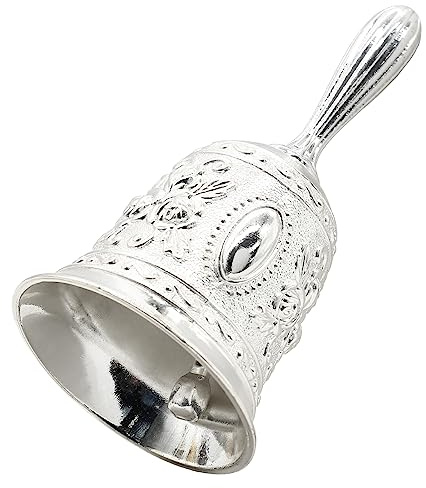Hordion 2 Inch Small Hand Bell for Adults Seniors, Vintage Customer Service Bell Ornaments, Nurse Call Bell for Elderly Patients at Home, Cat Dinner Bell for Church Wedding Bedside Celebratory, Silver