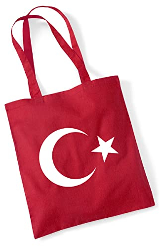 Huuraa Einkaufstasche Türkei Halbmond und Stern Geschenk 10 Liter Classic Red Baumwolle Türkei Geschenkidee