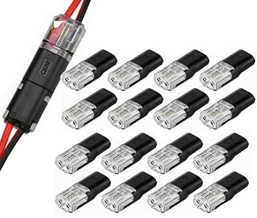 50PCS Double-wire Push-in Connector with Locking Buckle, Quick Dual Wire Terminal Block 2 Pin Peel-free Push-type Connectors, Dual Wire Terminal Block for Cable Two-Wire Butt Connector