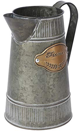ZAANU Vase pichet en métal Rustique arrosoir Pot à Lait Vintage français pichet Vase galvanisé étain Fleurs Support décor pour Vase de Fleurs séchées artificielles Vase