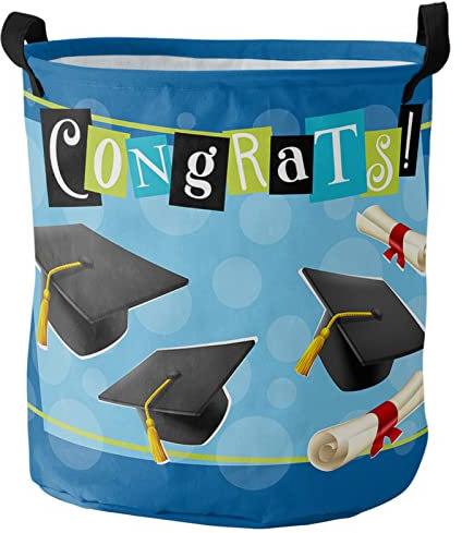Wäschekörbe Blaue Graduation Season Bachelor Cap Student School Learn Celebration Praktisch Wäschekorb Wasserdicht Wäschesortierer 34X42Cm Für Bad Spielzeug Kleidung