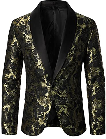 BOTCAM Costume pour homme - Coupe droite - Veste de loisirs avec vestes - Pantalon à paillettes - Veste élégante - Veste de costume traditionnelle - Veste de costume élégante et formelle, or, L