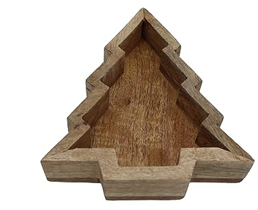 Spetebo Cuenco decorativo de mango con forma de árbol de Navidad, 24 x 21 cm, madera
