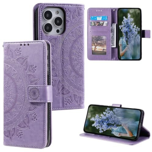 König Design Handyhülle für Apple iPhone 15 Pro Max Hülle, Schutzhülle für Apple iPhone 15 Pro Max Wallet Flip Case Standfunktion Klapphülle für Apple iPhone 15 Pro Max Cover (Lila)