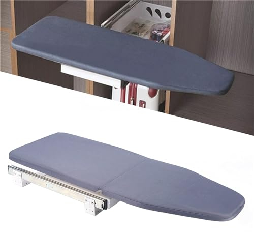 HINOPY Asse da stiro pieghevole allungabile, armadietto per asse da stiro a scomparsa, rotazione di 180°, salvaspazio, per cassetti guardaroba, 81 × 31 × 15 cm (grigio)