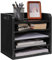 YMYNY Organiseur de Breau en Bois, Étagère de Stockage, Corbeille à Courrier avec Tablettes Amovibles pour Fournitures de A4, Documents, Livres, Cahiers 34×23×31.5CM Noir HBC006B