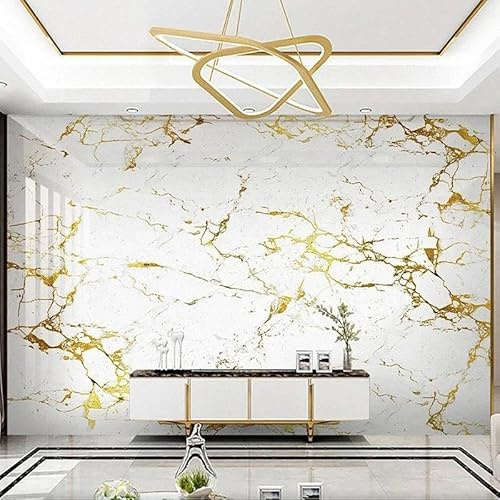 LUXINSHISU Papier peint mural 3d salon marbre blanc or chambre à coucher fond décoratif art mural stickers peinture murale tissu soie