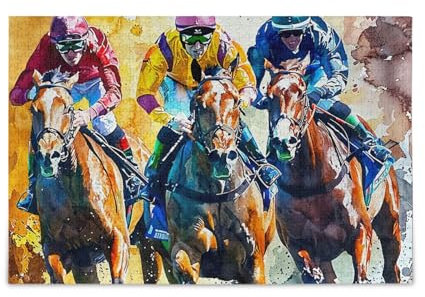 Racing Horses Jigsaw Puzzles for Adults 1000 Pieces,Colorful Puzzle with Mesh Storage Bag,Learning Educational Puzzles for Gift 2013910