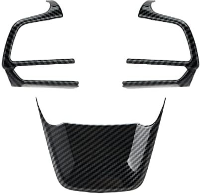 JIABAOCA Auto Lenkrad Logo Ring Aufkleber Passt für Toyota Highlander 2020-2022, ABS Carbonfaser Stil Auto Lenkrad-Dekorationsrahmen Abdeckungs Verkleidungs Aufkleber Innen Zubehör