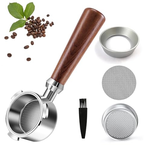 RAFIYU Porte-filtre Sans Fond, Porte Filtre 51mm, Porte-filtre Expresso avec 3 Oreilles, Porte Filtre à Café avec Panier Filtrant en Acier Inoxydable, Compatible avec DeLonghi Dedica EC680/EC685