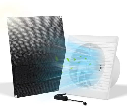 SUNYIMA Ventilateur solaire 15 W, 8in ventilateur solaire exterieur résistant aux intempéries Avec ligne de commutation CC, extracteur d'air solaire pour serres, poulaillers, hangars, niche