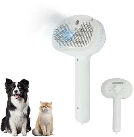 Katzenbürste mit Dampf, Katzen Bürste Enthaarung auf Tastendruck, USB Wiederaufladbar Katzenbürste mit Dampf, Katzen & Hunde Dampfbürste Entfernen Fliegende Haare