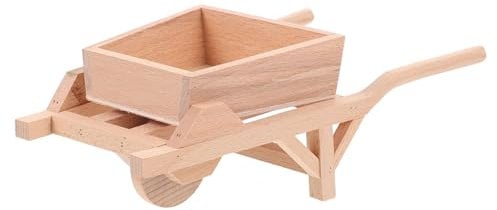 TOYANDONA 1pc Small Farm Tool Model Miniature Wheel Barrows Pots Wheelbarrow Cake Topper Decor Puzzle Mini Wheelbarrow Farmhouse Flower Pot outside Wheelbarrows Garden Outdoor Planter Wooden