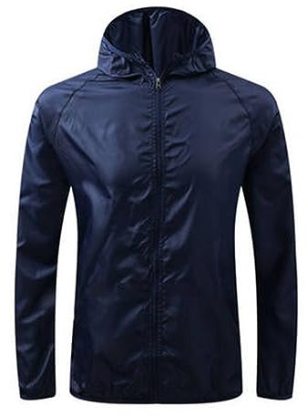 Keepink Veste de pluie légère et imperméable à capuche pour femme - Veste de course à pied légère et coupe-vent - Veste softshell pour le golf, le cyclisme, 067 Bleu marine, S