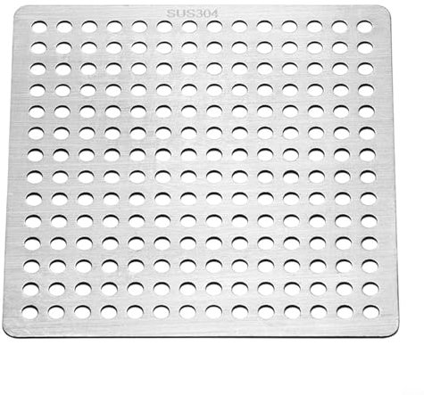 LVYXON Duschablauf-Filterabdeckung, rutschfest, Edelstahl, quadratisch, für Badezimmer und Küche (12,5 cm)