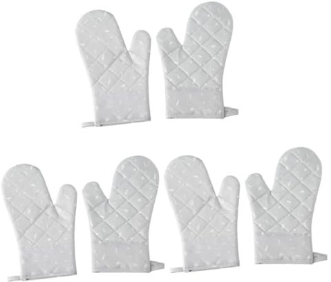 PHENOFICE 3pcs Pair 500°f Heatproof Microwave Oven Gloves Thick Fabric Thermal Mitts Non-slip Silicone Oven Mitts Set Grey