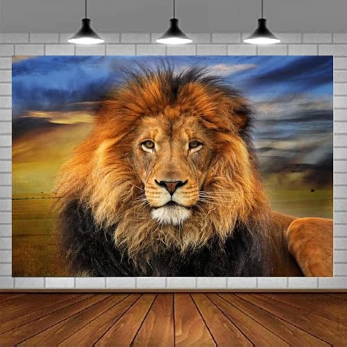 Lebendiger Druck Löwe Fotografie Hintergrund Requisiten Foto Hintergrund Raum Dekor Banner Poster