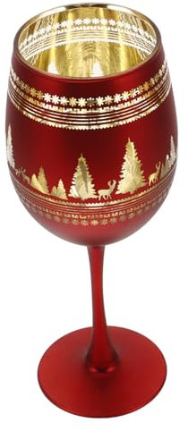 ABOOFAN Élégants Verres À Vin De Noël Avec Pied En Verre Rouge À Motif Sapin De Noël
