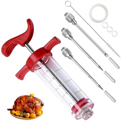 Plastic Meat Injector Syringe Kit - 30ml Capacity for Turkey, Chicken, BBQ & Marinades