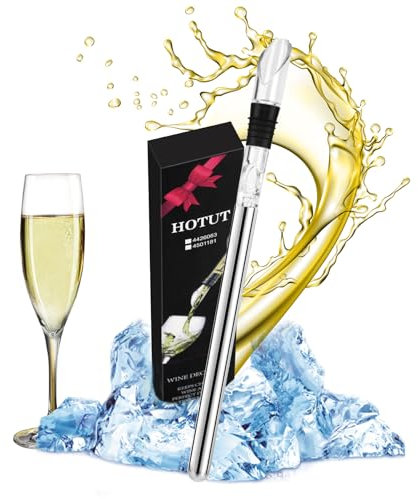 HOTUT Wine Cooler Stick Set,Wine Chiller Set with Stainless Steel Bottle Chiller Rod and Drip-Free Pourer,Wine Bottle Cooler Stick with Aerator Pourer,Wine Chiller Stick for for White Wine & Red Wine