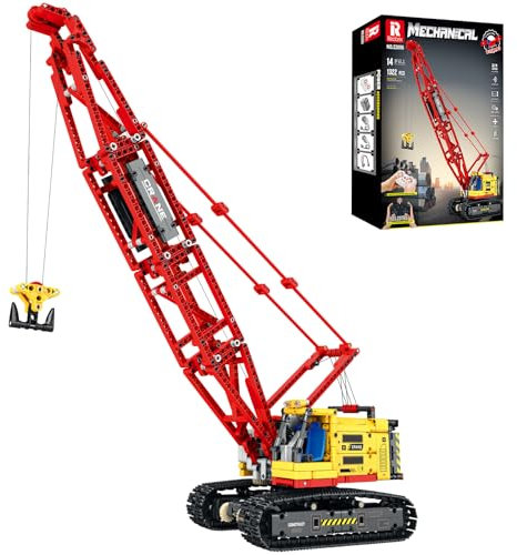 Reobrix Raupenkran-Baustein-Set, RC-Fernbedienung, Kran-Baufahrzeuge, Spielzeug für Erwachsene, 1322-teiliger Engineering-Truck, Geburtstagsgeschenkideen für Kinder und Erwachsene 22006