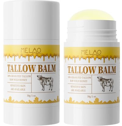 Beef Tallow Balm Stick –Beef Tallow for Skin, Grass Fed Tallow & Honey Balm Stick, Moisturizing Skin Care Cream for Dry Skin