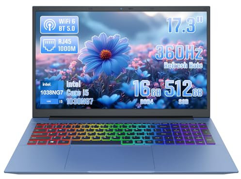 LONGEVINCE Laptop ad Alte Prestazioni con Ampio Schermo da 17,3 Pollici, Core i5-1038NG7 (16+512G)