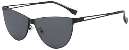 PPFVVTV Cat-Eye-Sonnenbrille mit Metallrahmen, hohle Bügel, Sonnenschutz, stilvoll und vielseitig. (RAUCH)