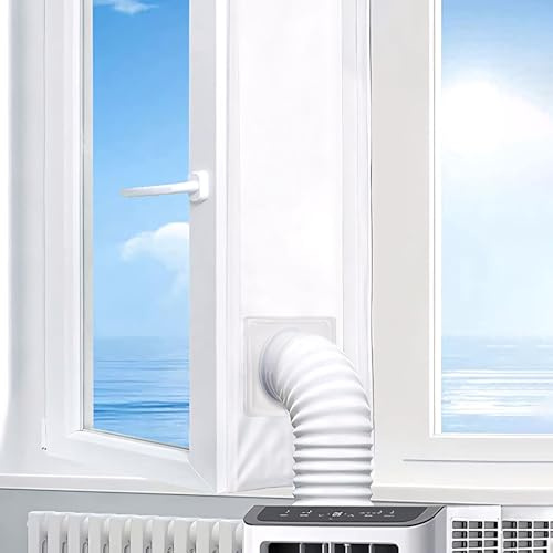 Klimaanlage Fensterabdichtung mit 13/15cm Schlauch Schnittstelle,Fensterabdichtung für Mobile Klimageräte,Wäschetrockner,4M Hot Air Stop Geeignet für Fenster,Flügelfenster,Dachfenster,Kein Bohren