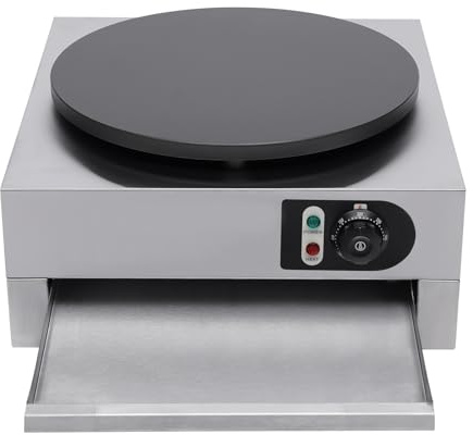 Machine à crêpes électrique professionnelle 3000 W - Plaque à crêpes anti-adhésive avec écarteur en bois - Poêle à crêpes électrique pour cuisines, restaurants, cantines - Température 50-300 °C