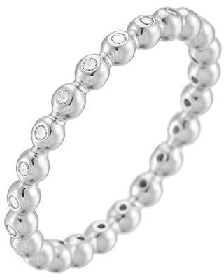Mesnt Hochzeit Ringe Damen, Damen Platin Perlen-Versprechensring mit Moissanit, Größe 54 (17.2)