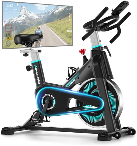 Advamsoler Exercise Bike for Home with Smart Bluetooth and App Connectivity, LCD Display, Tablet Holder, Comfortable Seat, Ultra-quiet Stationary Indoor Exercise Bikes,350LBS Weight Capacity