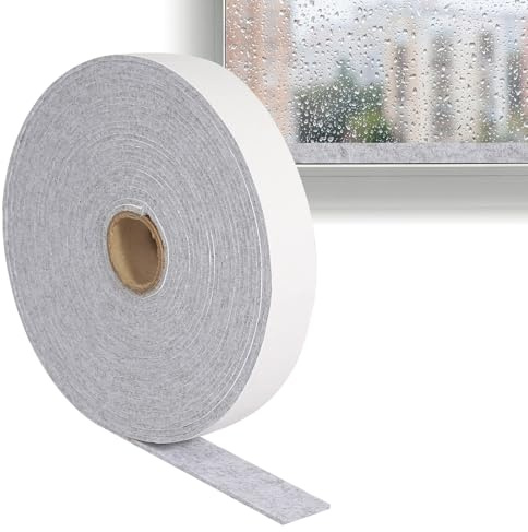 Filz Selbstklebend, 10m x 3cm x 4mm Fenster Kondensationsabsorber (Grau) | Filzstreifen Selbstklebend, Möbelfilz Filzgleiter Rolle, Anti Kondenswasserstreifen für Fenster Möbel Stühle