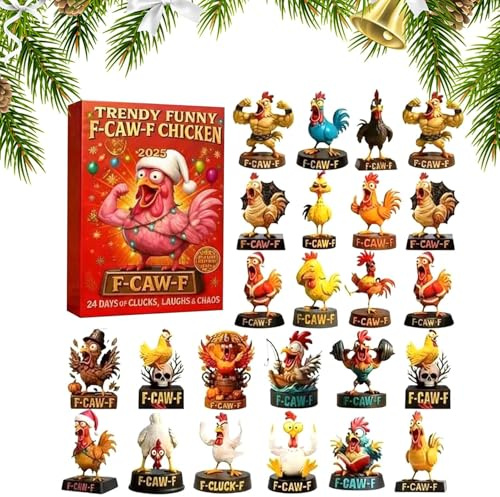 Adventskalender 2025 – Flaches Acryl 2D – Huhn für Kontokalender zurück 2025 | für Frauen, Männer, Kinder, Mädchen, Jugendliche