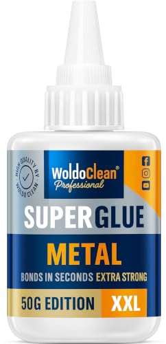 WoldoClean Sekundenkleber für Metall 50g - Extra Starker Spezialkleber für Aluminium, Edelstahl, Eisen & Chrom, Wasserfest, Hitzebeständig & Schlagfest, Industriequalität