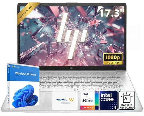 HP 17.3” FHD 1080P Laptop | Intel Core i5 Processor | 24GB DDR4 RAM | 1TB Storage + 500GB External | Backlit Keyboard with Numeric Keypad | Win11 | Large Screen for Multitasking, Work & Entertainment