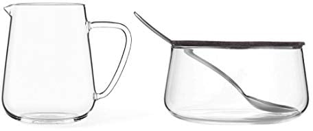 VIVA skandinavien Milch und Zucker-Set aus Glas mit Edelstahl-Löffel, sehr leicht und dünnwandig, bleibt klar