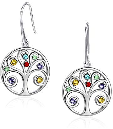 CRYSLOVE Orecchini Albero Della Vita da Donna Argento 925 con Cristalli,Ciondolo Albero Della Vita,Gioielli Donna, Regalo per Donne